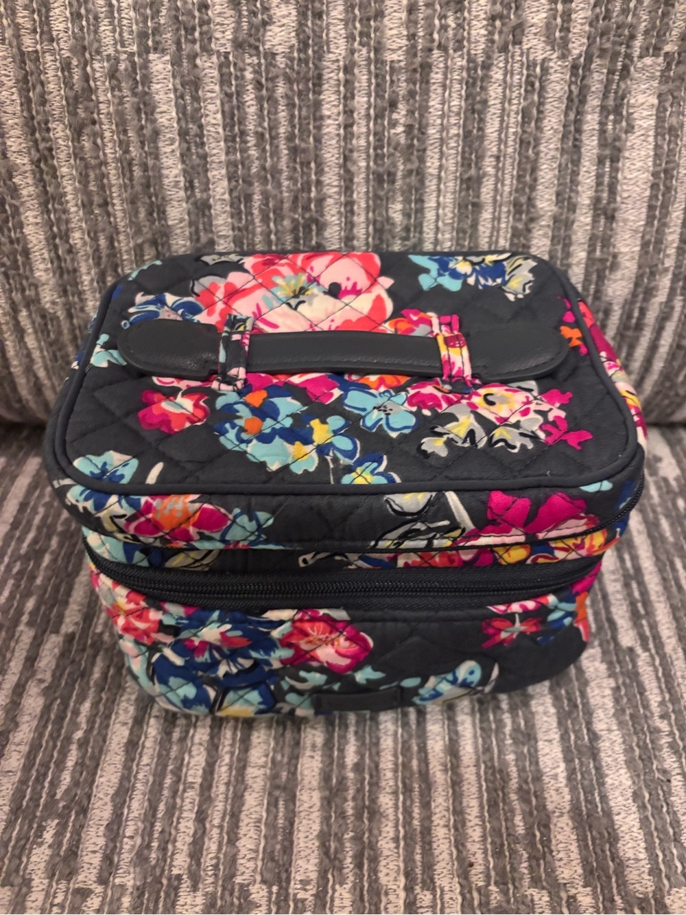 Vera Bradley Navy, Teal & White Floral Paisley Cosmetic Bag
